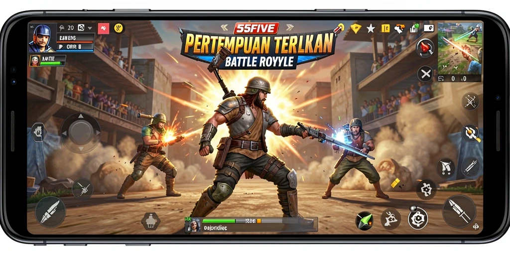 Gameplay seru dengan aksi menegangkan di dalam arena Battle Royale.