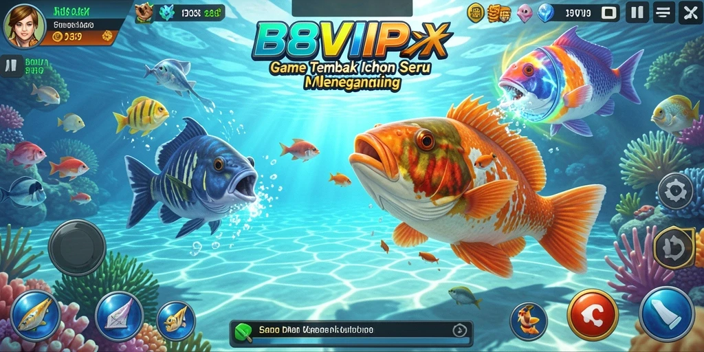 Gameplay B8VIP yang seru dengan aksi menembak ikan.