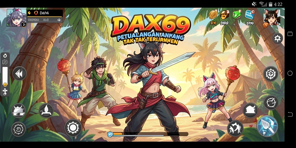 Screenshot DAX69 menampilkan karakter Anime dalam aksi yang seru.
