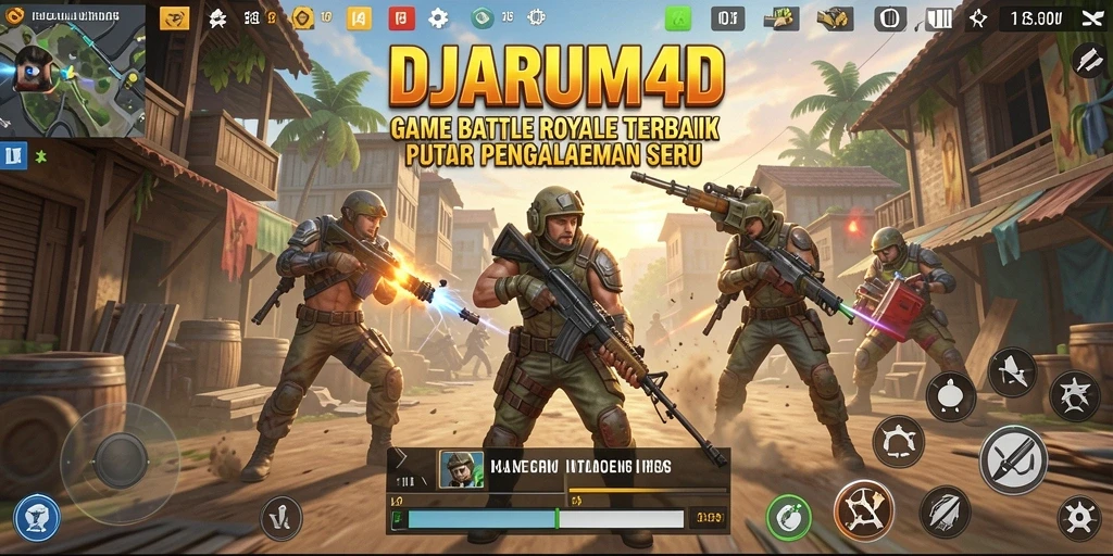 Screenshot gameplay DJARUM4D yang intens dalam pertarungan Battle Royale.