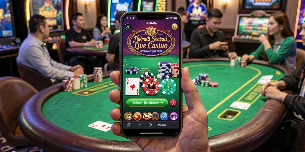 Screenshot gameplay INDAAA menampilkan dealer langsung yang ramah.