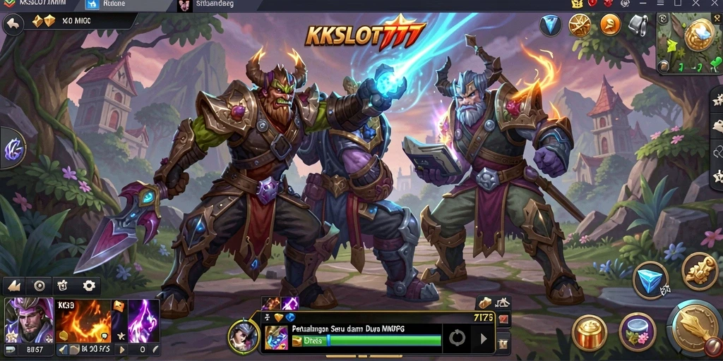 Tangkapan layar KKSLOT777 menampilkan aksi pertempuran mendebarkan di dunia MMORPG.