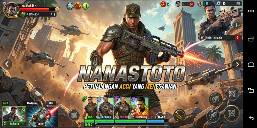 Screenshot gameplay NANASTOTO menunjukkan aksi mendebarkan yang intens.