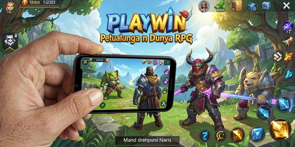 Tangkapan layar menampilkan aksi pertarungan epik dalam PLAYWIN.