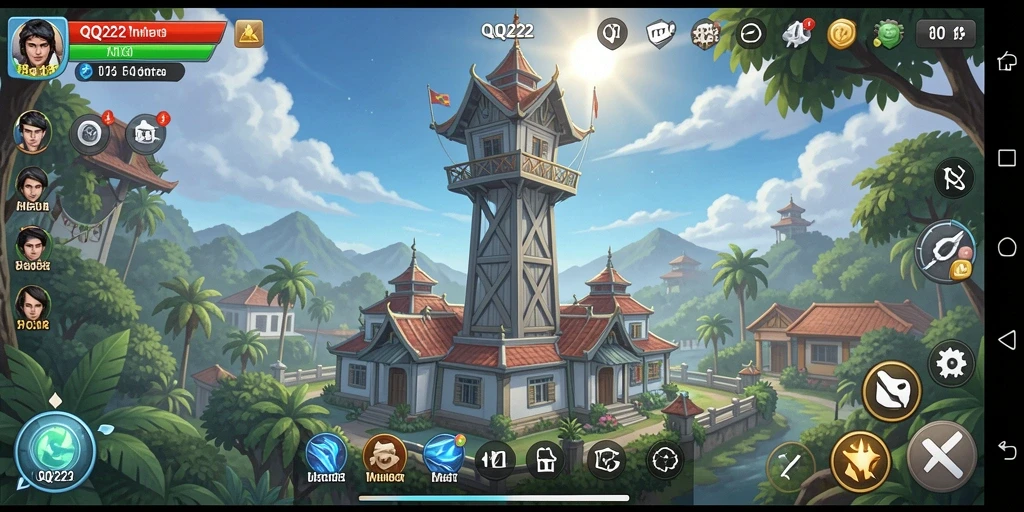Tampilan gameplay menara pertahanan yang menegangkan di QQ222.